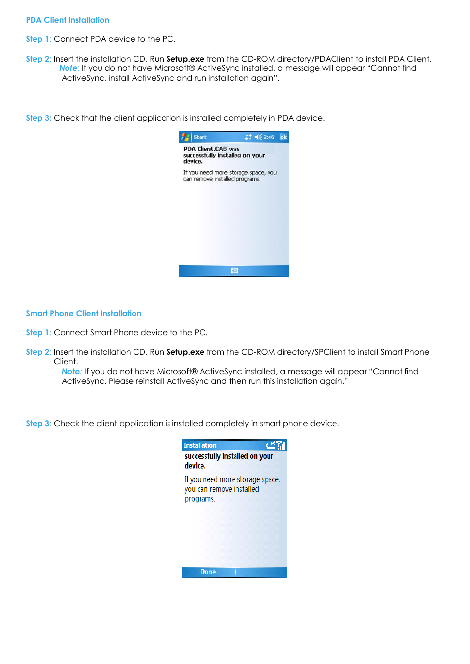 Pda client installation, Smart phone client installation | EZWatch Evolution User Manual | Page 14 / 130