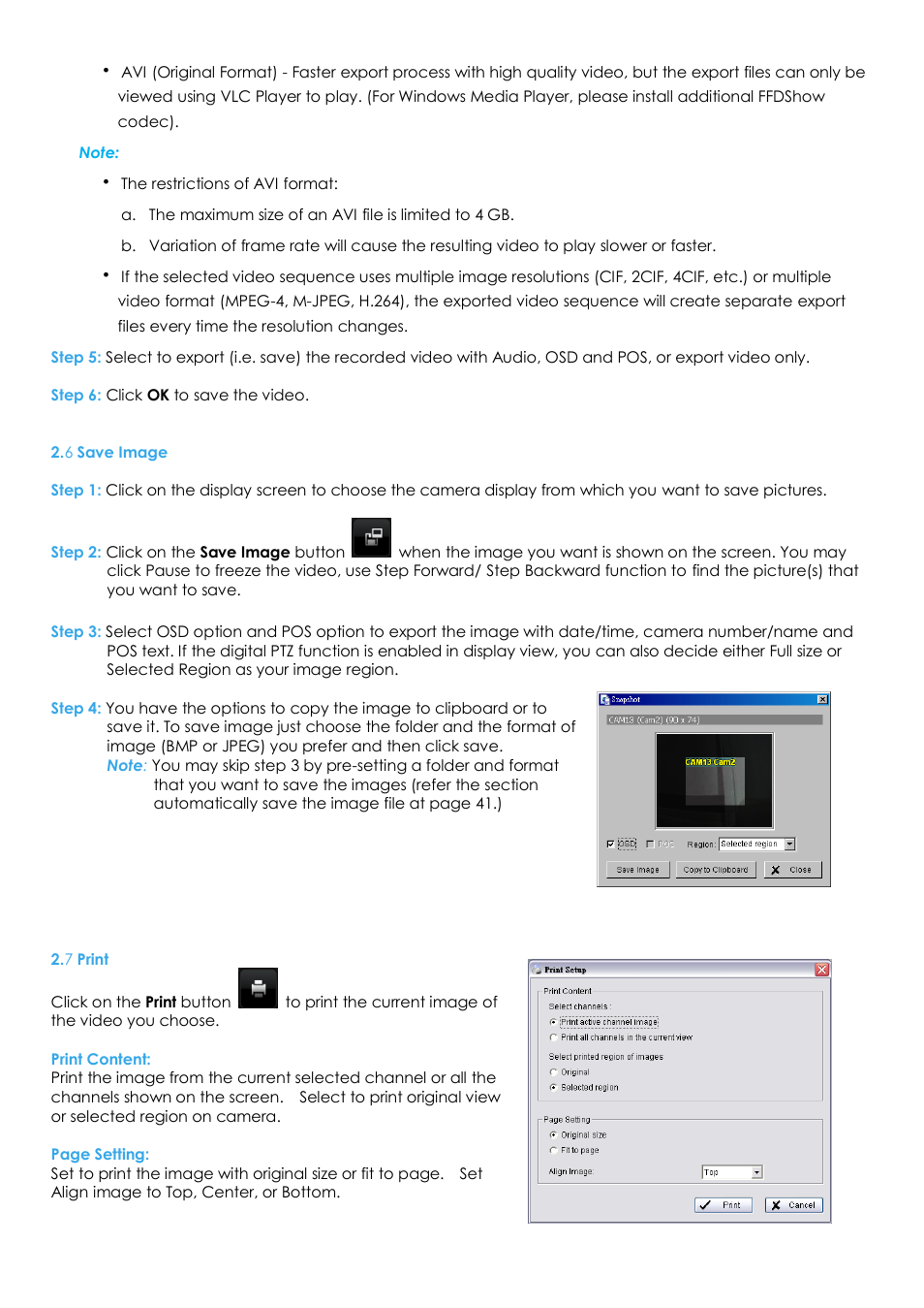 6 save image, 7 print | EZWatch Evolution User Manual | Page 34 / 130