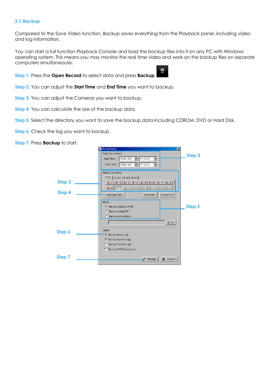 8 backup | EZWatch Evolution User Manual | Page 35 / 130