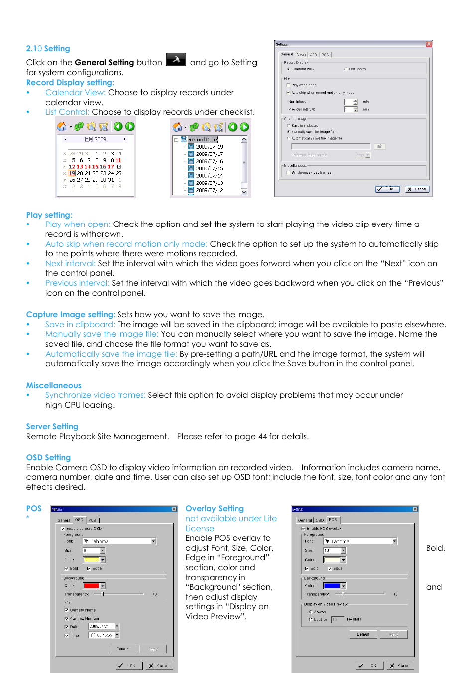 10 setting | EZWatch Evolution User Manual | Page 41 / 130