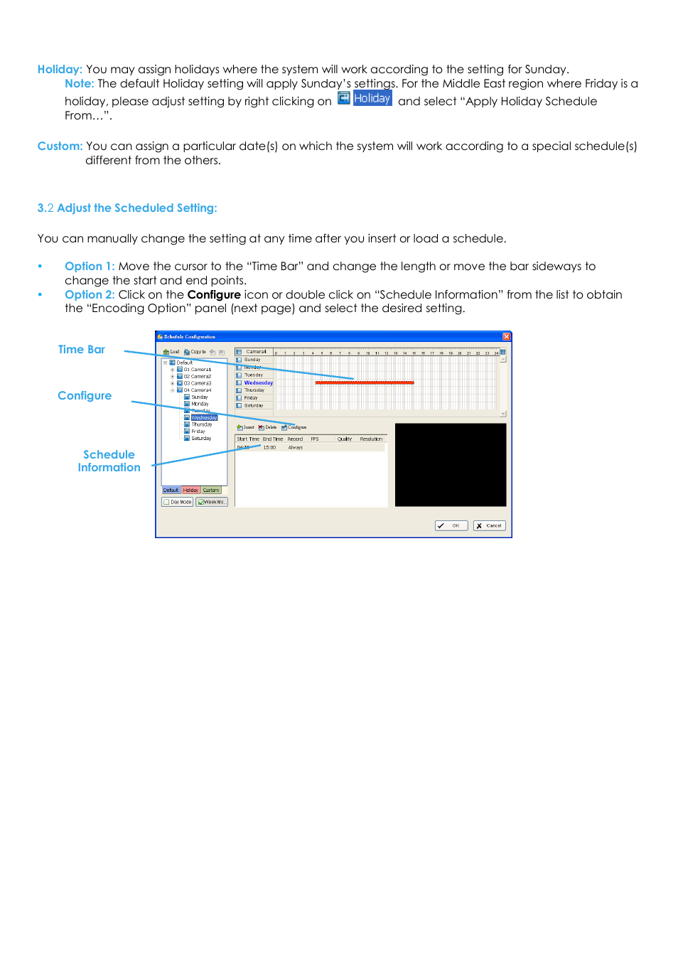 2 adjust the scheduled setting | EZWatch Evolution User Manual | Page 47 / 130