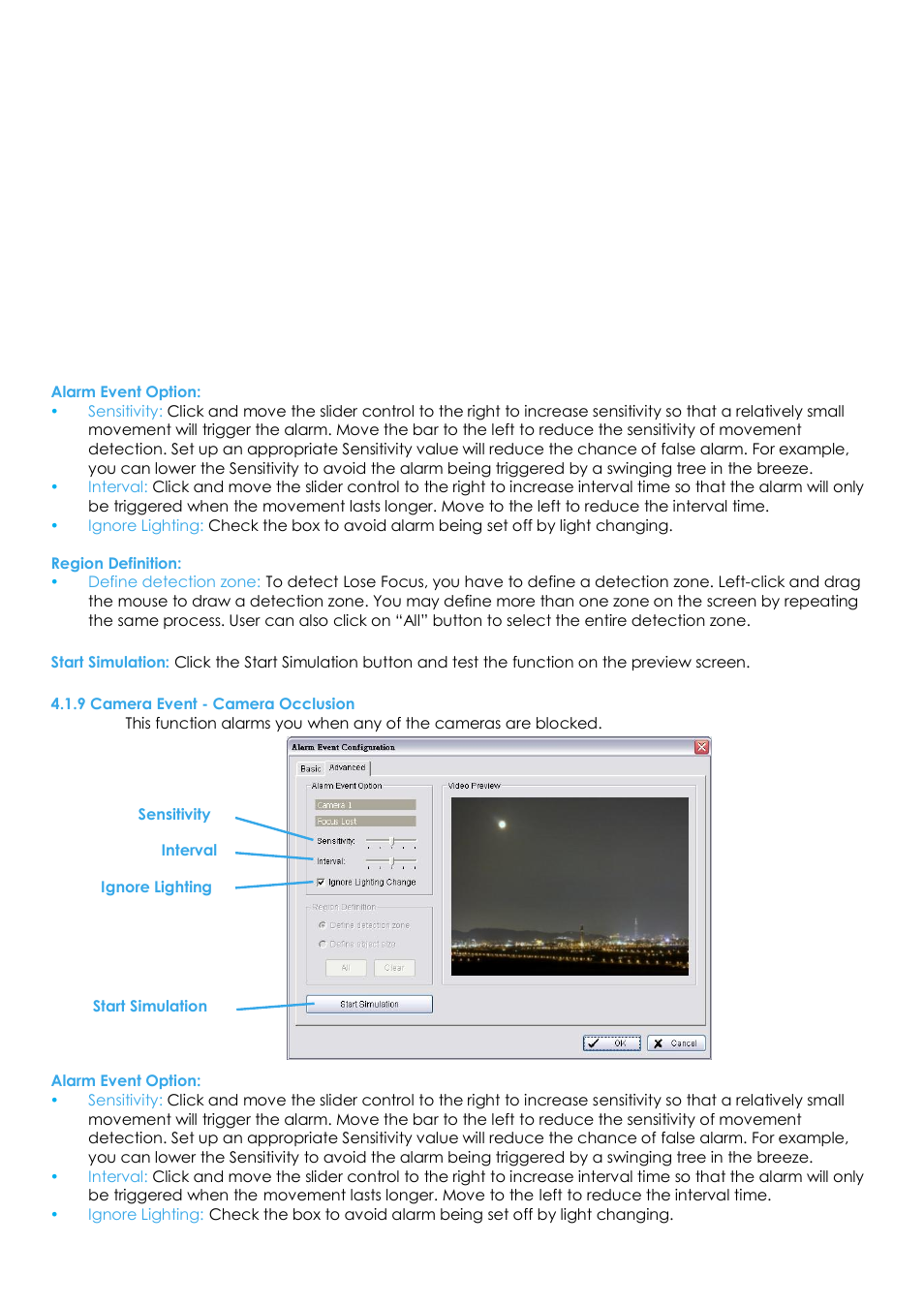 9 camera event - camera occlusion | EZWatch Evolution User Manual | Page 55 / 130