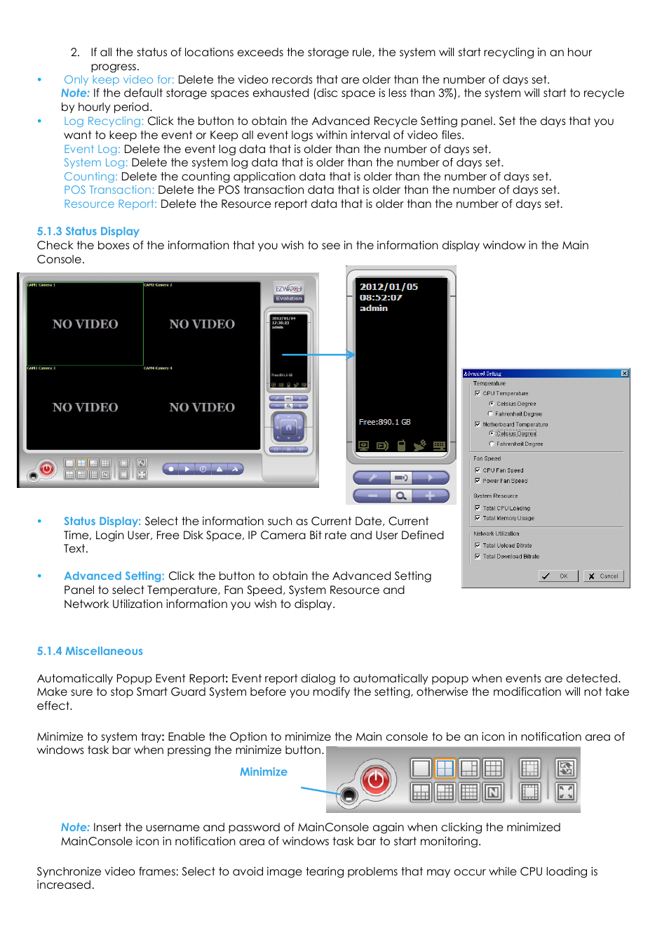 3 status display, 4 miscellaneous | EZWatch Evolution User Manual | Page 64 / 130
