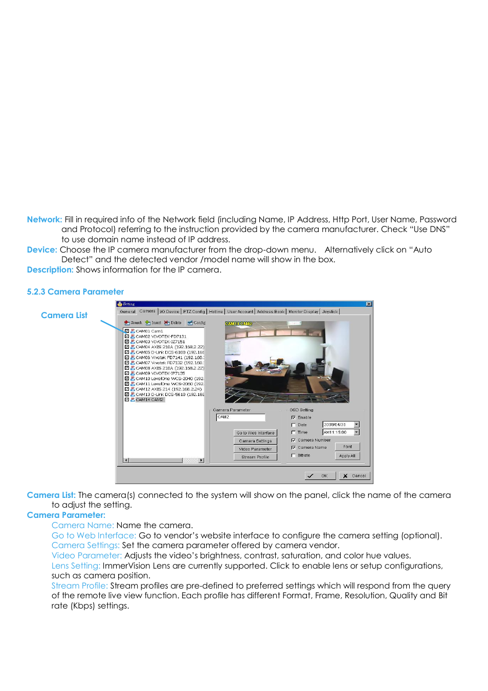 3 camera parameter | EZWatch Evolution User Manual | Page 67 / 130