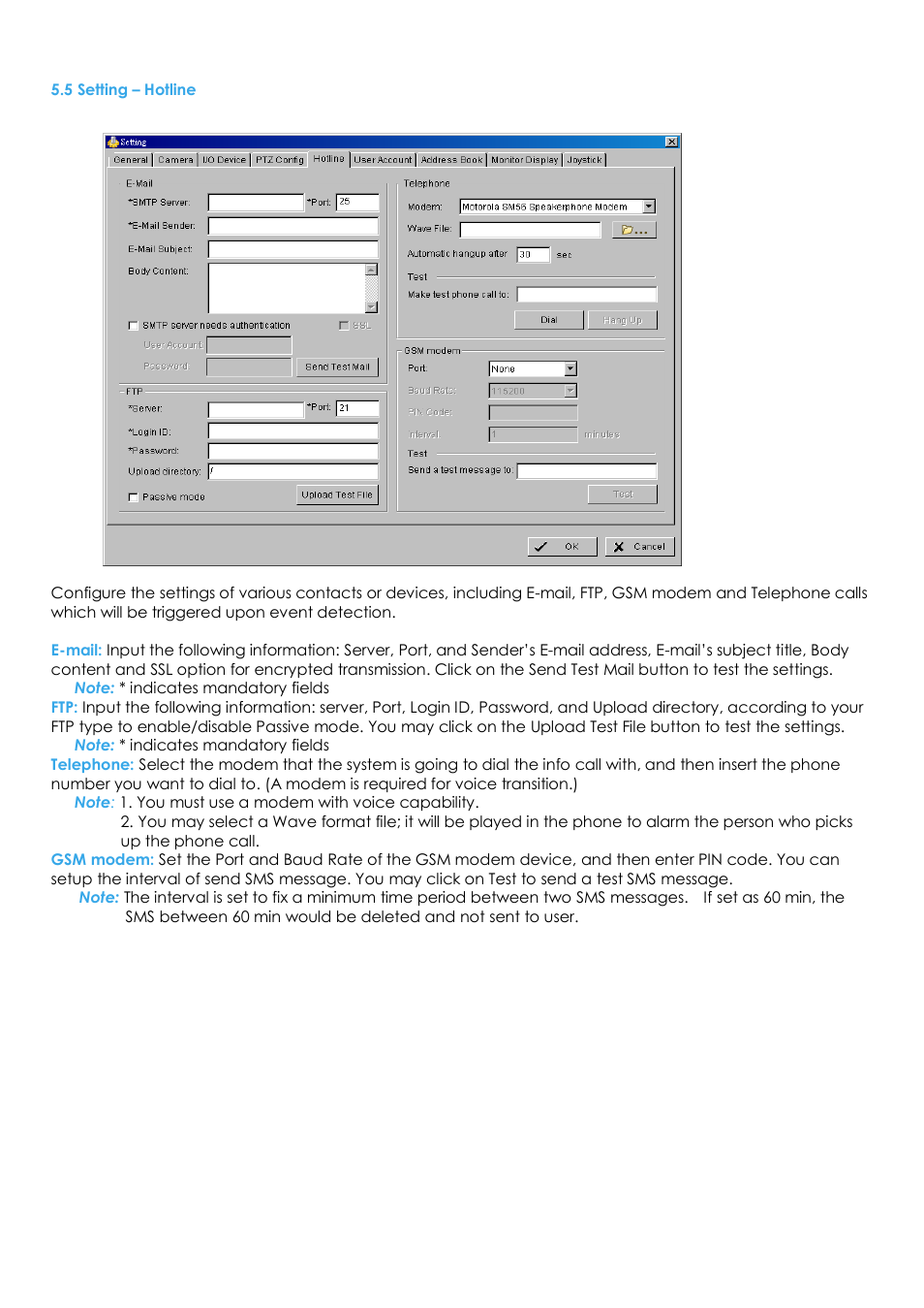 5 setting – hotline | EZWatch Evolution User Manual | Page 71 / 130