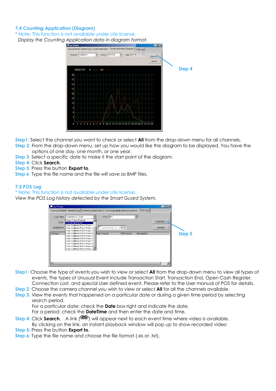 4 counting application (diagram), 5 pos log | EZWatch Evolution User Manual | Page 93 / 130