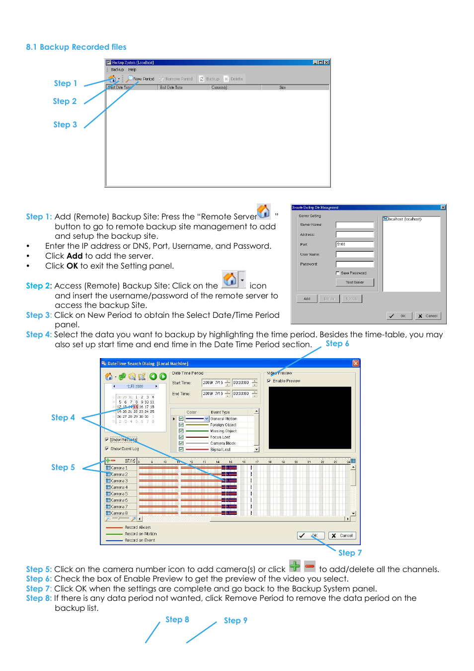 1 backup recorded files | EZWatch Evolution User Manual | Page 96 / 130