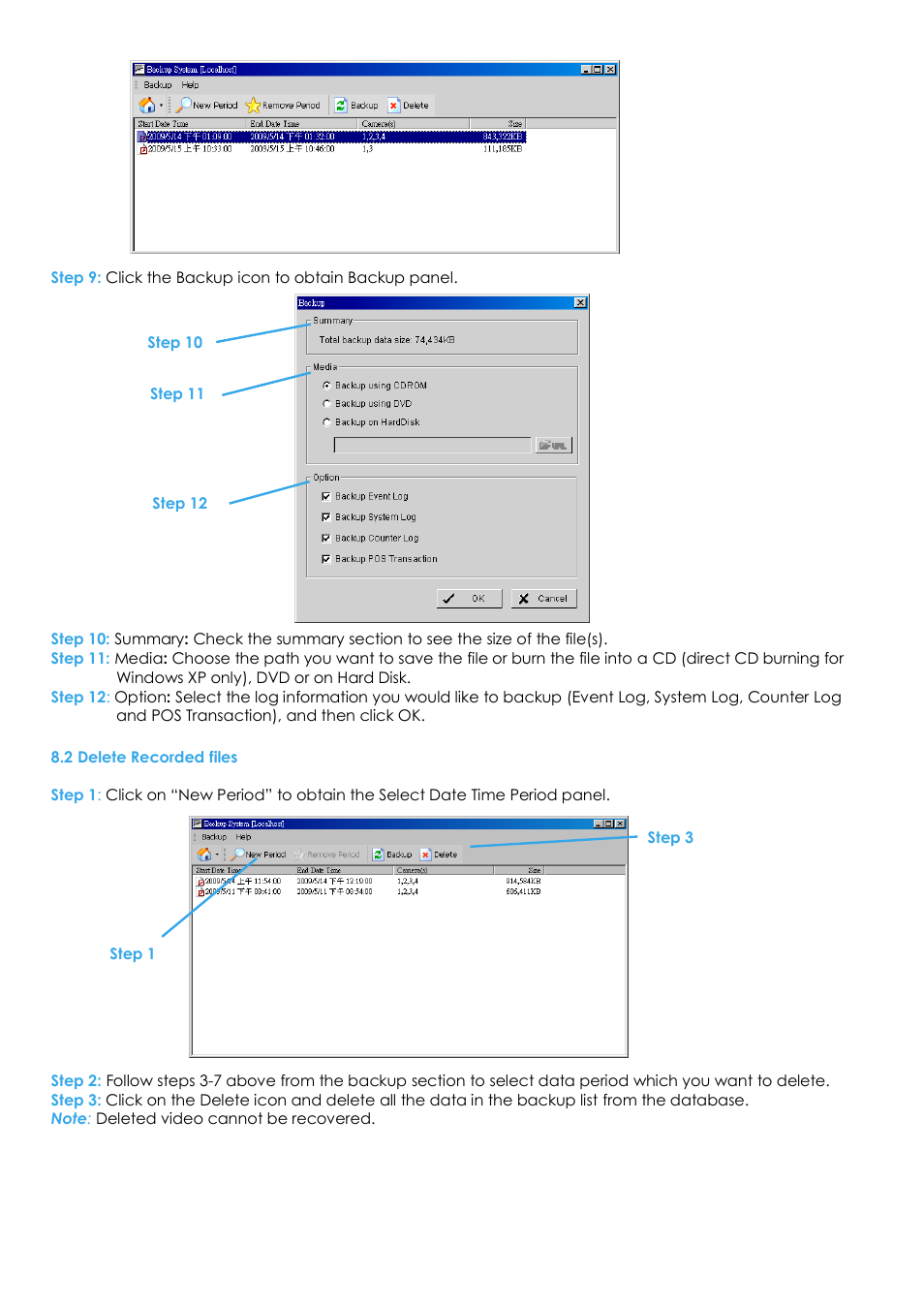 2 delete recorded files | EZWatch Evolution User Manual | Page 97 / 130