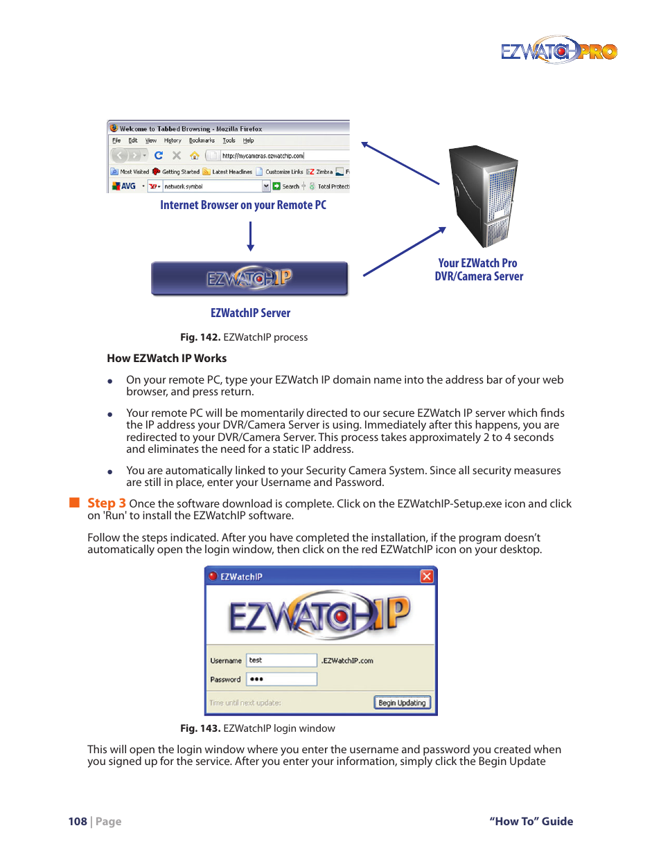 Fig. 142. ezwatchip process, Fig. 143. ezwatchip login window | EZWatch Pro 4.0 User Manual | Page 109 / 124