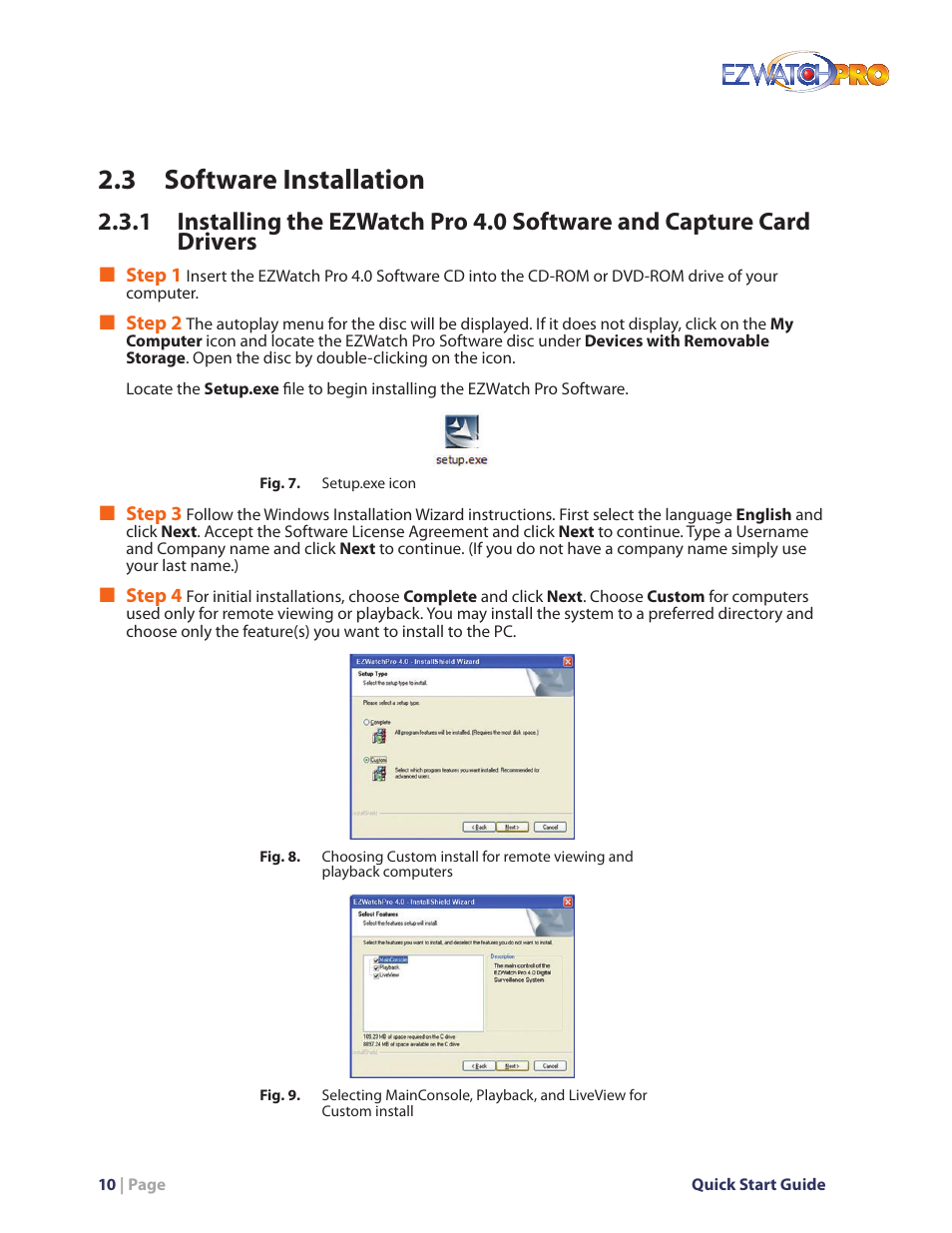 Fig. 7. setup.exe icon, 3 software installation | EZWatch Pro 4.0 User Manual | Page 11 / 124