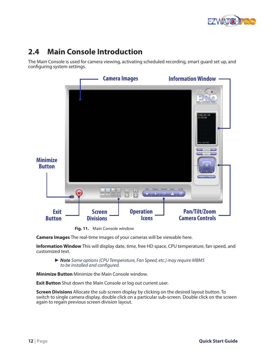 Fig. 11. main console window, 4 main console introduction | EZWatch Pro 4.0 User Manual | Page 13 / 124