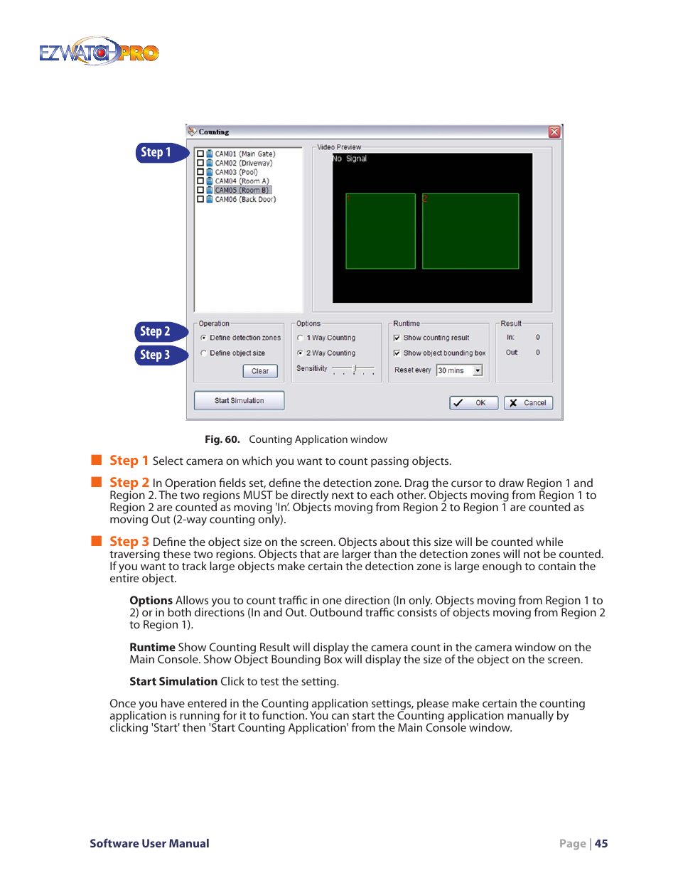 Fig. 60. counting application window | EZWatch Pro 4.0 User Manual | Page 46 / 124