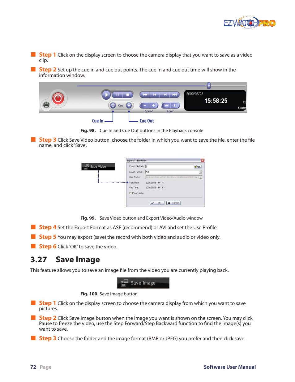 Fig. 100. save image button, 27 save image | EZWatch Pro 4.0 User Manual | Page 73 / 124