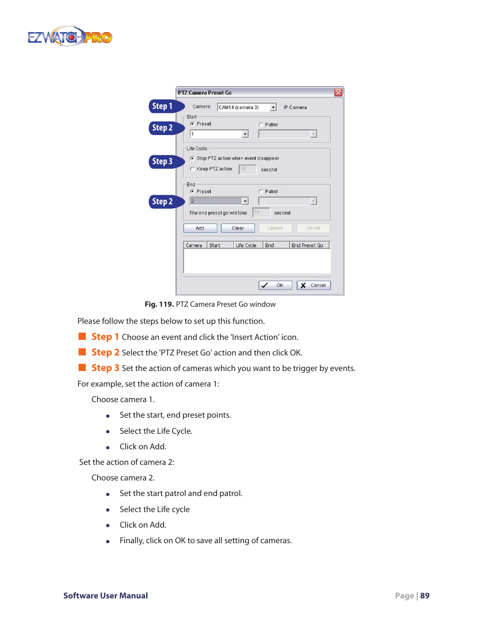 Fig. 119. ptz camera preset go window | EZWatch Pro 4.0 User Manual | Page 90 / 124