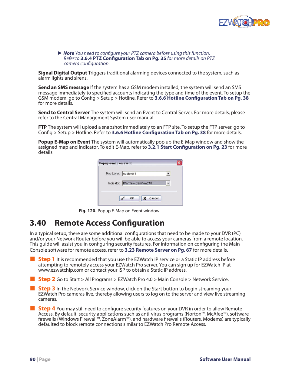 Fig. 120. popup e-map on event window, 40 remote access configuration | EZWatch Pro 4.0 User Manual | Page 91 / 124