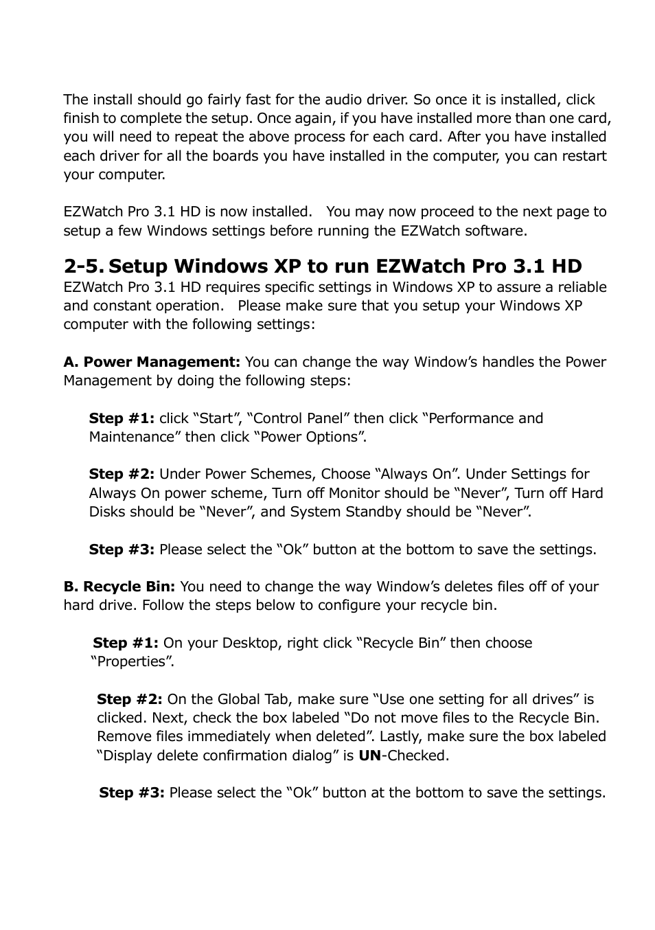 5. setup windows xp to run ezwatch pro 3.1 hd | EZWatch Pro 3.1 User Manual | Page 26 / 159