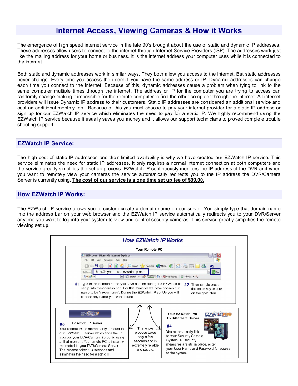 Internet access, viewing cameras & how it works | EZWatch EZWatchIP 3.1 User Manual | Page 2 / 10