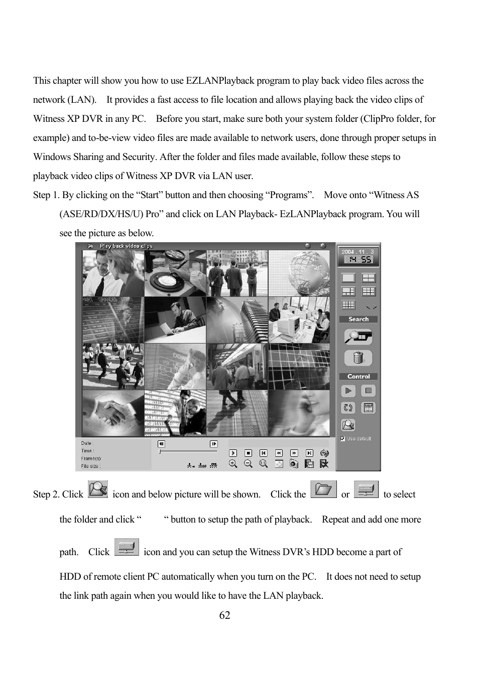 11. playing back across local area network (lan | EZWatch Pro 3.0 User Manual | Page 62 / 104
