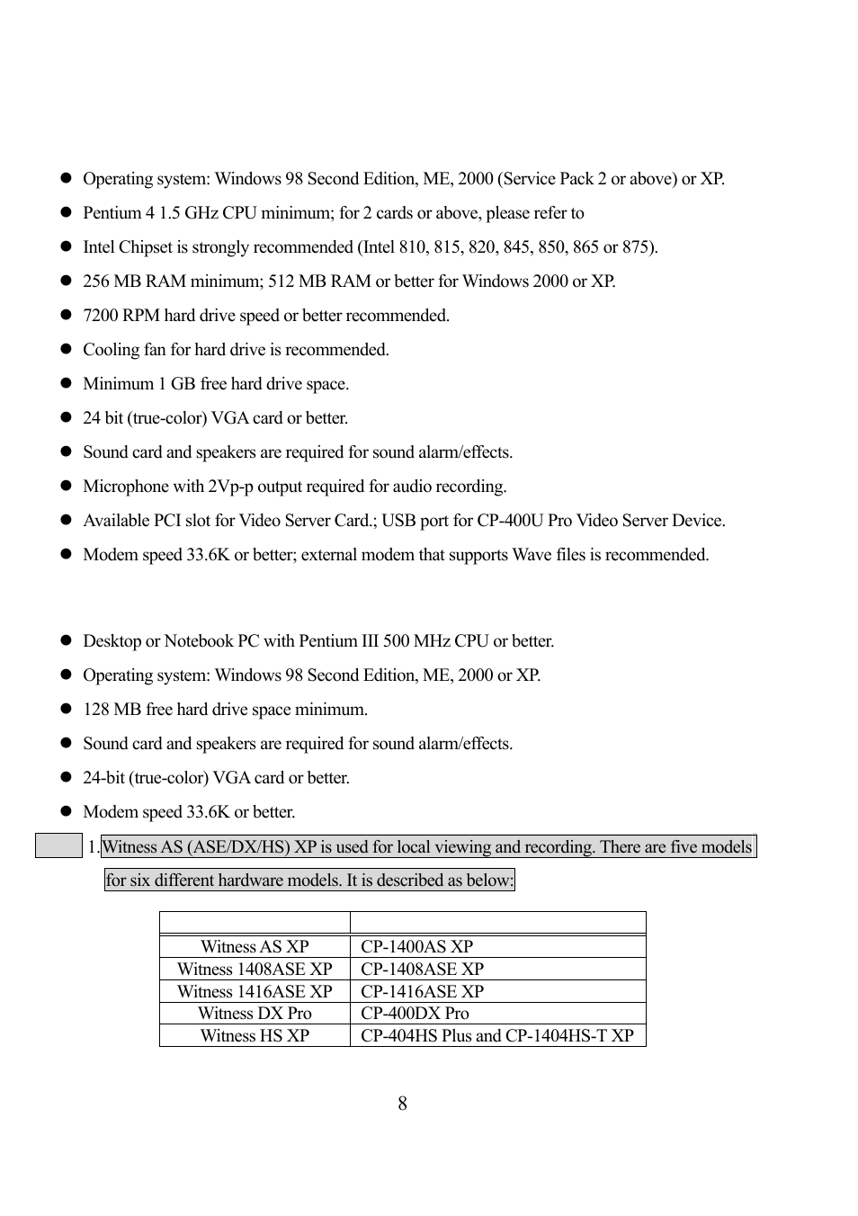 System requirements, 2. remote client (freeview pro and anyview pro) | EZWatch Pro 3.0 User Manual | Page 8 / 104