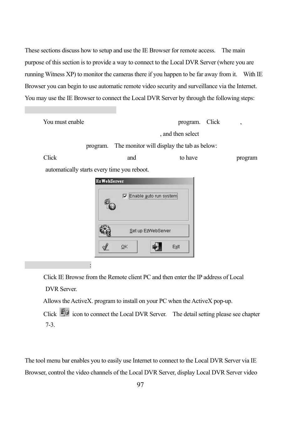 Connect the local dvr server via ie browser | EZWatch Pro 3.0 User Manual | Page 97 / 104