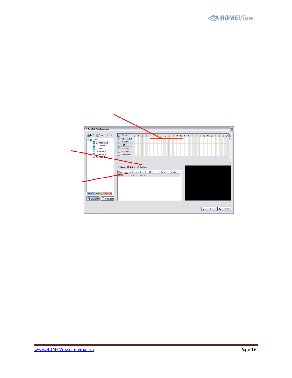 Adjust the scheduled setting | EZWatch HOMEView User Manual | Page 16 / 52