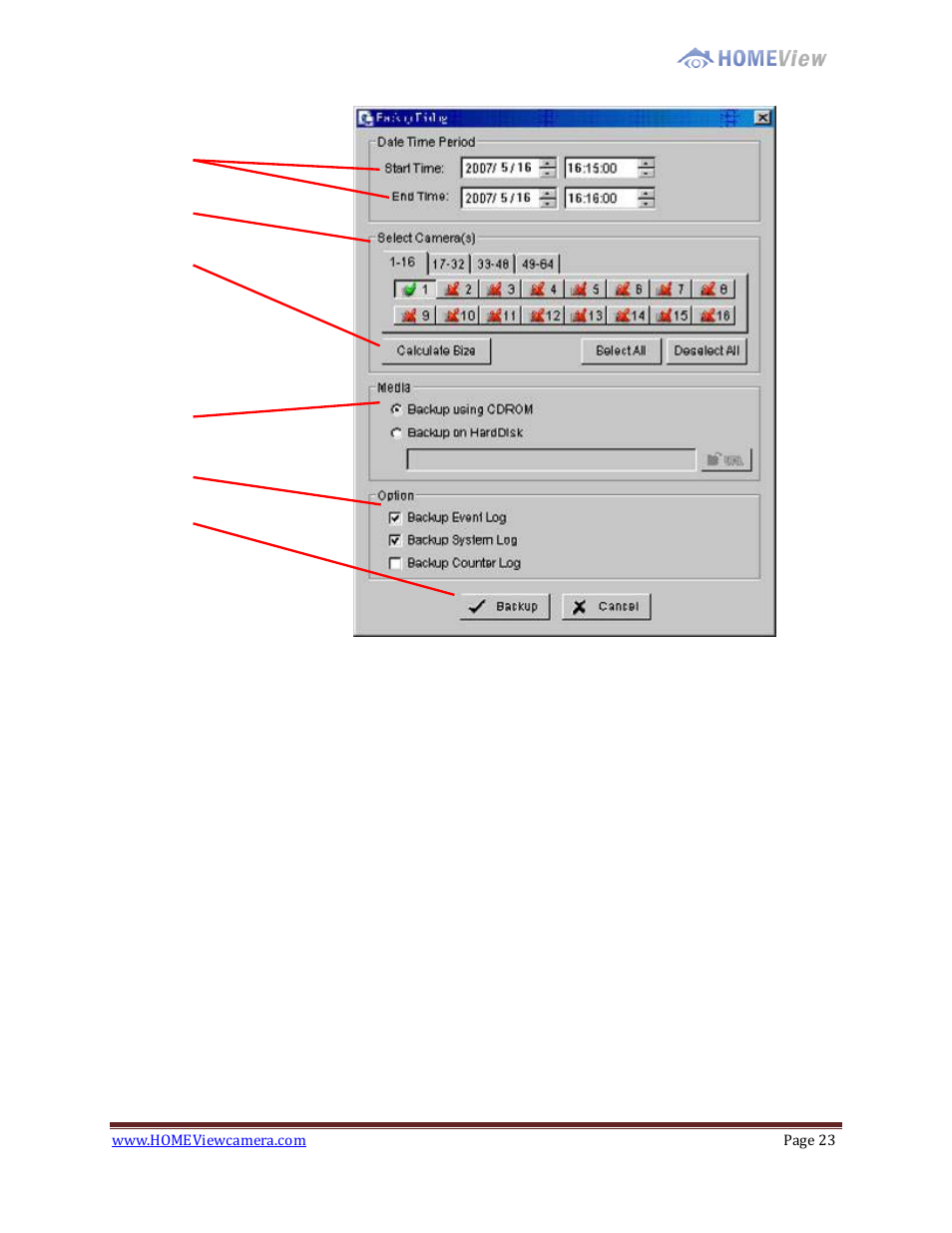 Log viewer | EZWatch HOMEView User Manual | Page 23 / 52