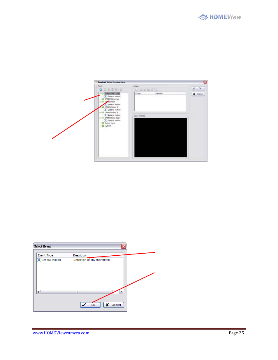 5 - guard, Event, 1 assign a camera event | EZWatch HOMEView User Manual | Page 25 / 52