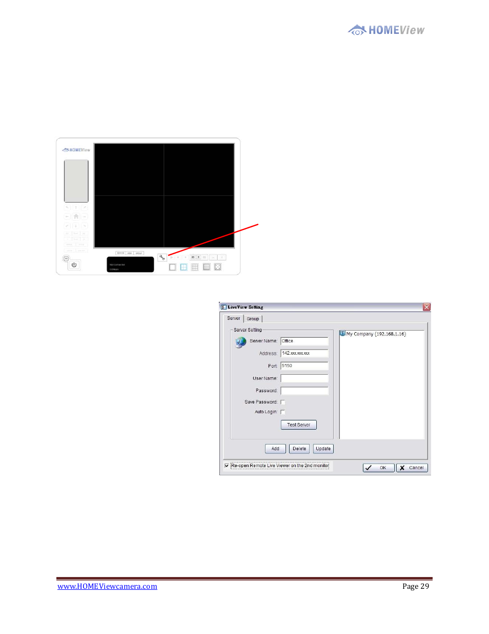 6 - remote live viewer, Setup panel, 6 – remote live viewer | EZWatch HOMEView User Manual | Page 29 / 52