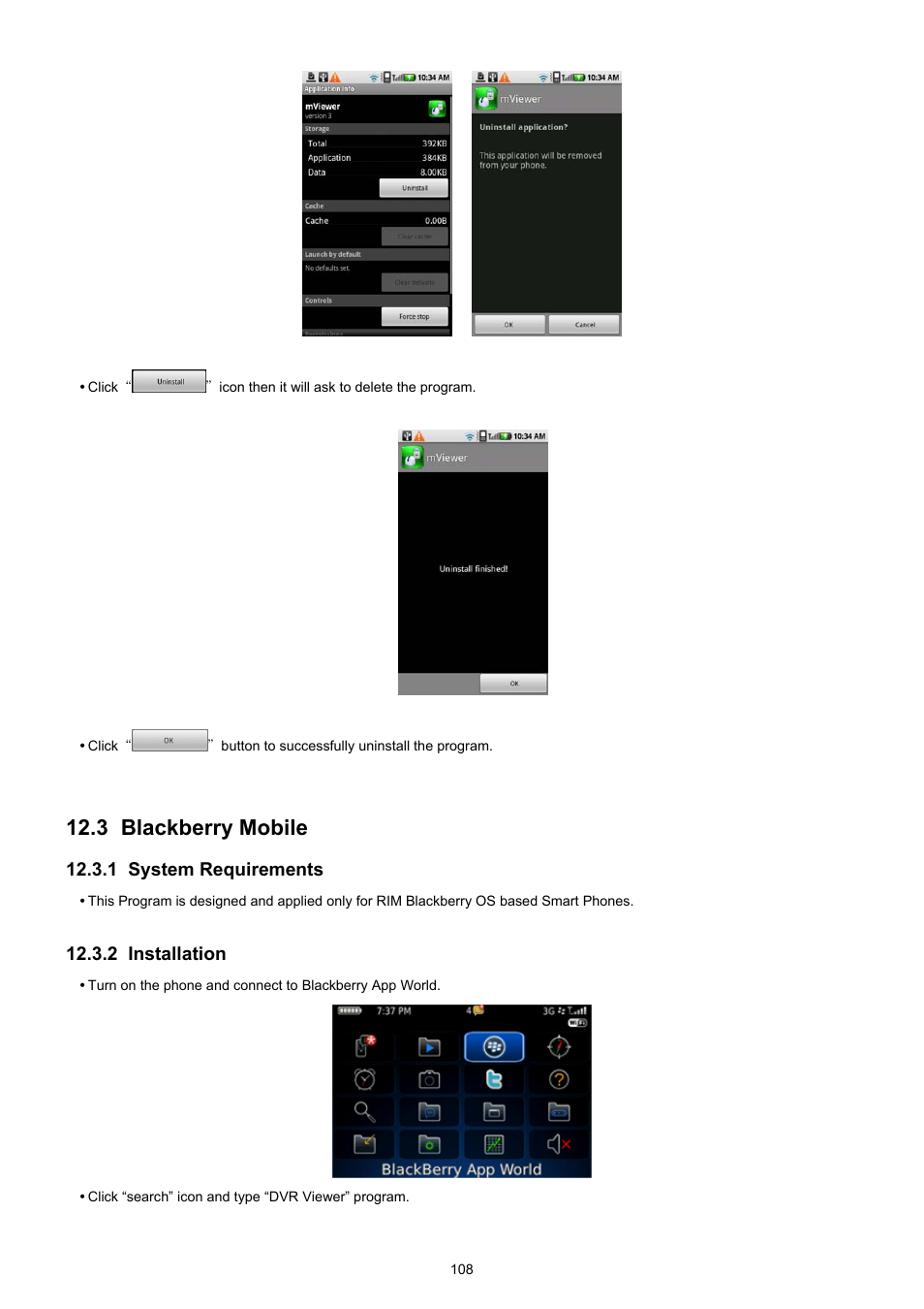 3 blackberry mobile, 1 system requirements, 2 installation | EZWatch TurboView DVR User Manual | Page 108 / 128