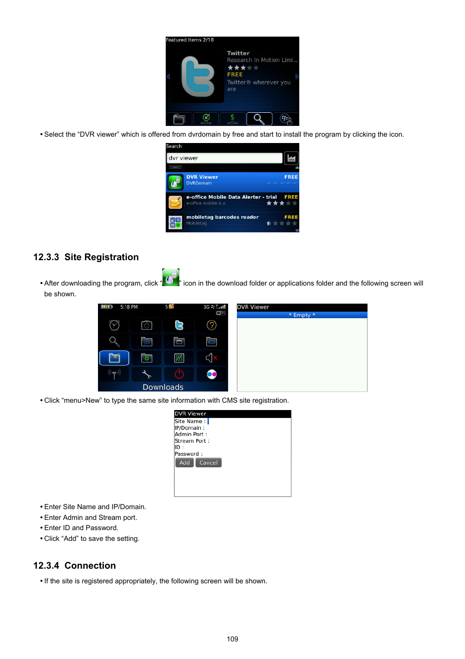 3 site registration, 4 connection | EZWatch TurboView DVR User Manual | Page 109 / 128