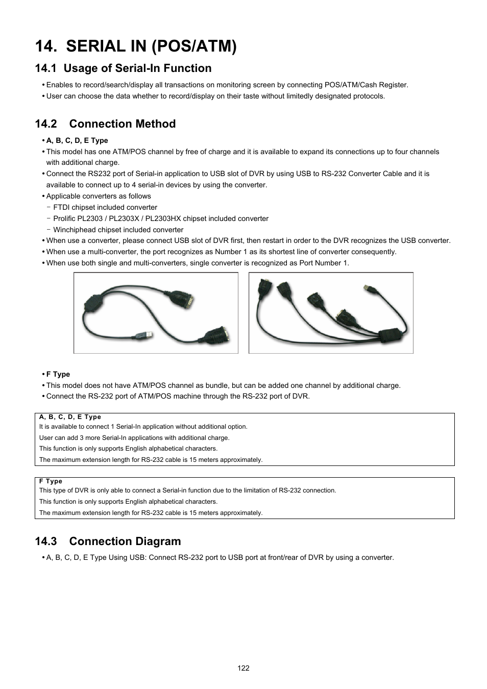 Serial in (pos/atm), 1 usage of serial-in function, 2 connection method | 3 connection diagram | EZWatch TurboView DVR User Manual | Page 122 / 128