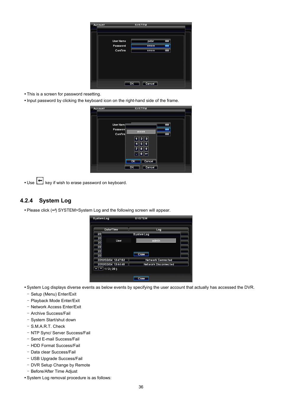 4 system log | EZWatch TurboView DVR User Manual | Page 36 / 128