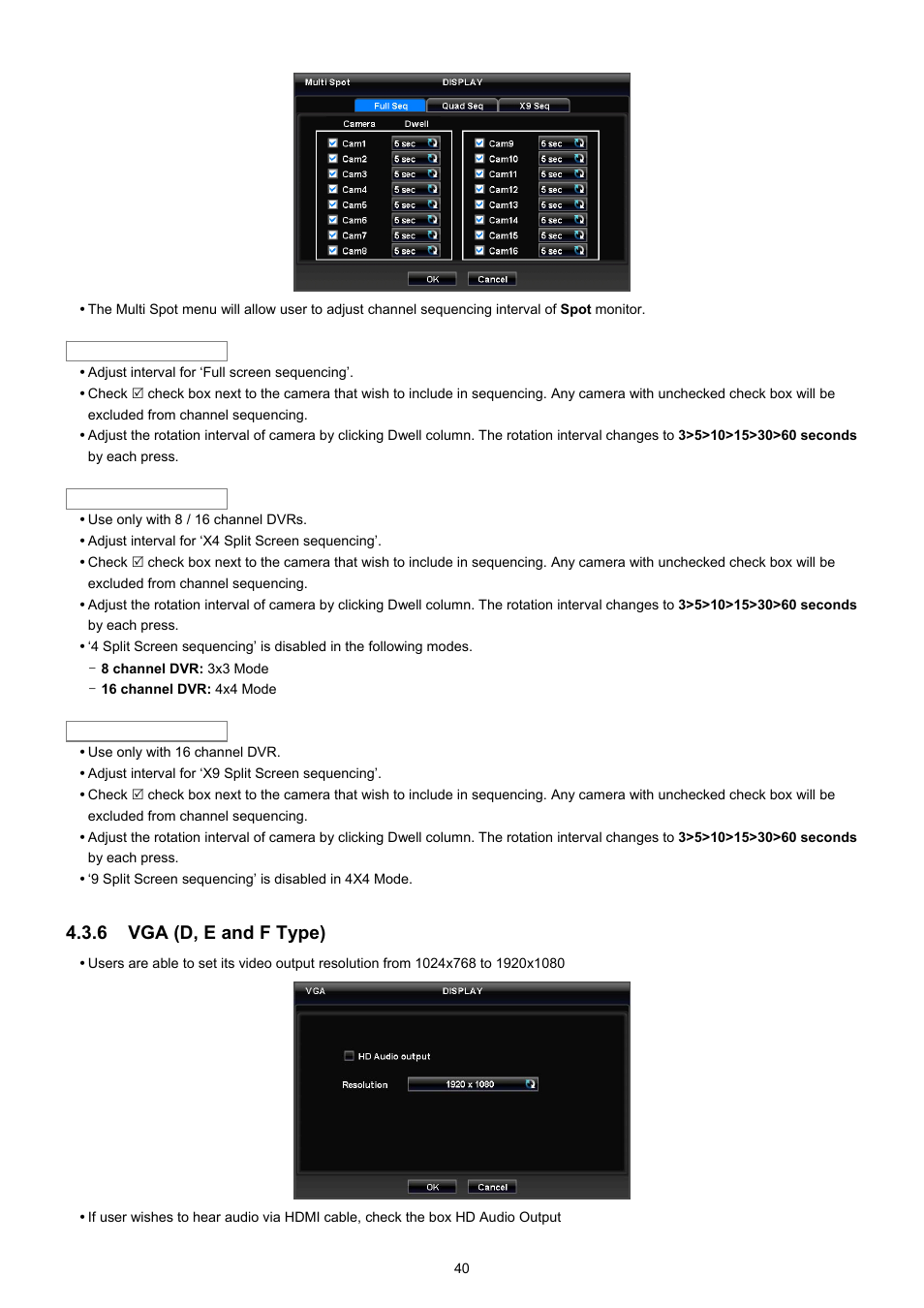 6 vga (d, e and f type) | EZWatch TurboView DVR User Manual | Page 40 / 128