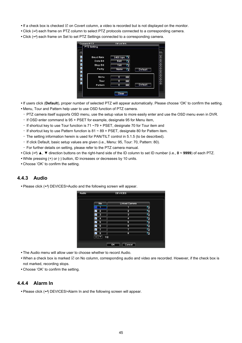 3 audio, 4 alarm in | EZWatch TurboView DVR User Manual | Page 45 / 128