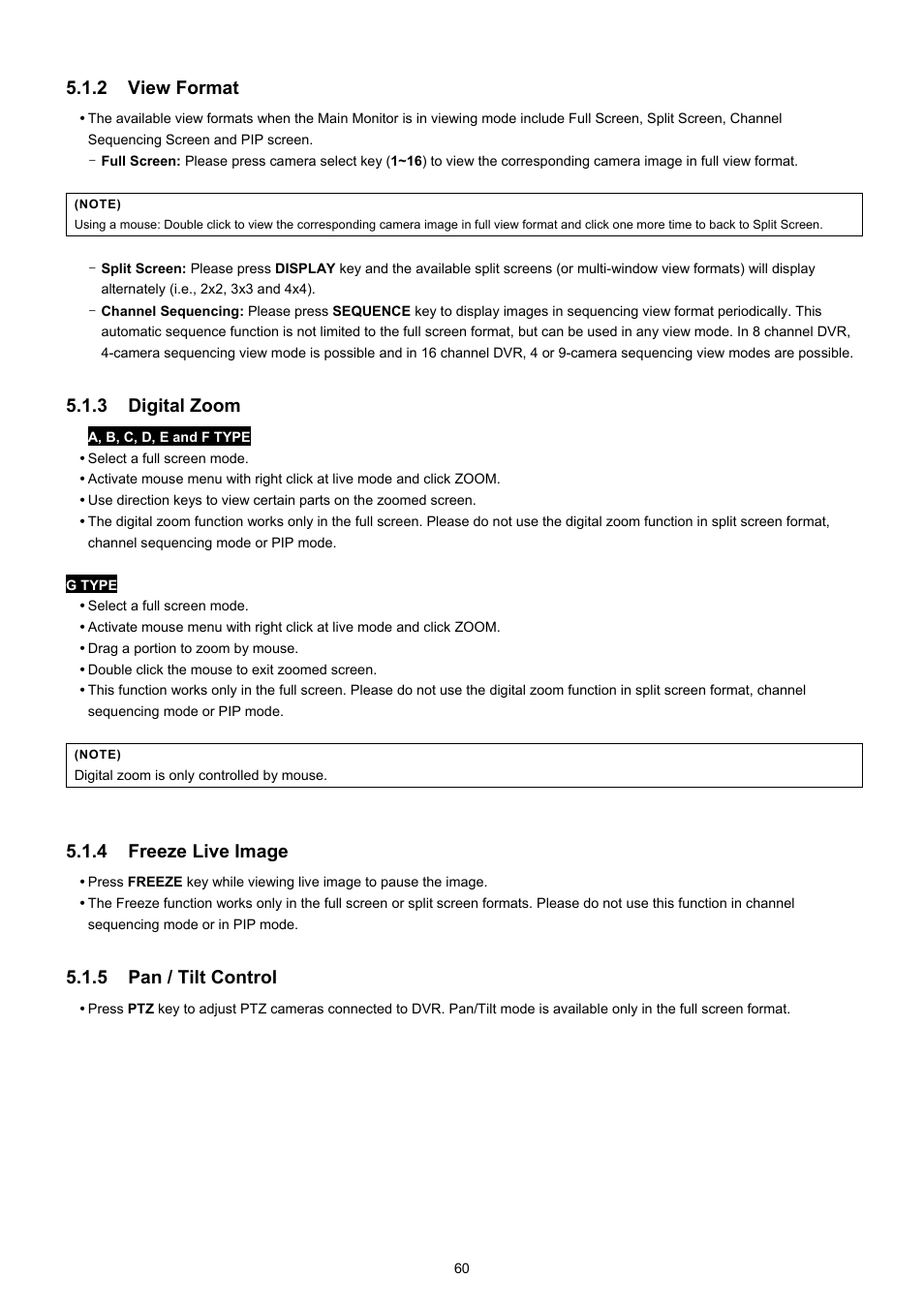 2 view format, 3 digital zoom, 4 freeze live image | 5 pan / tilt control | EZWatch TurboView DVR User Manual | Page 60 / 128