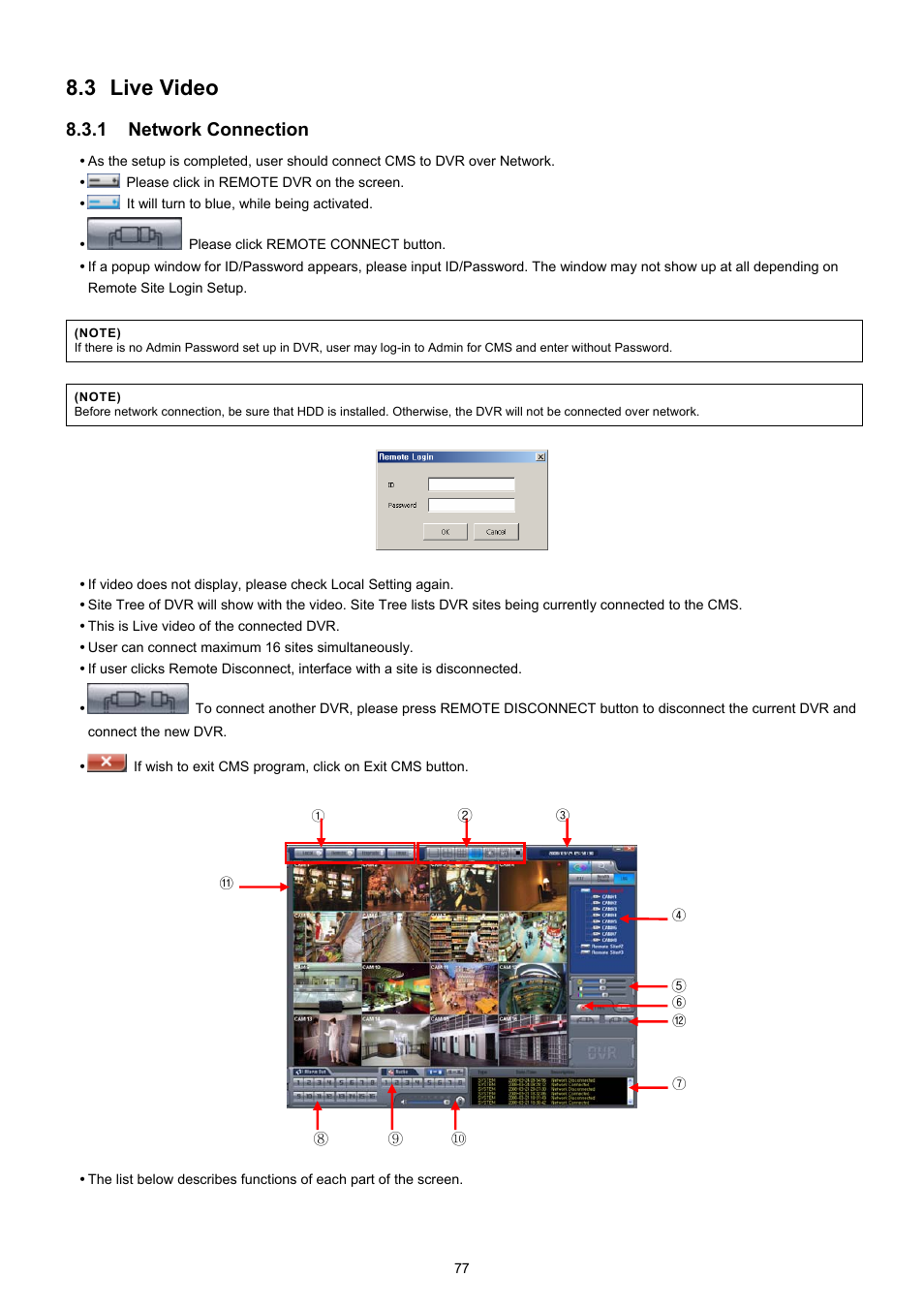 3 live video, 1 network connection | EZWatch TurboView DVR User Manual | Page 77 / 128