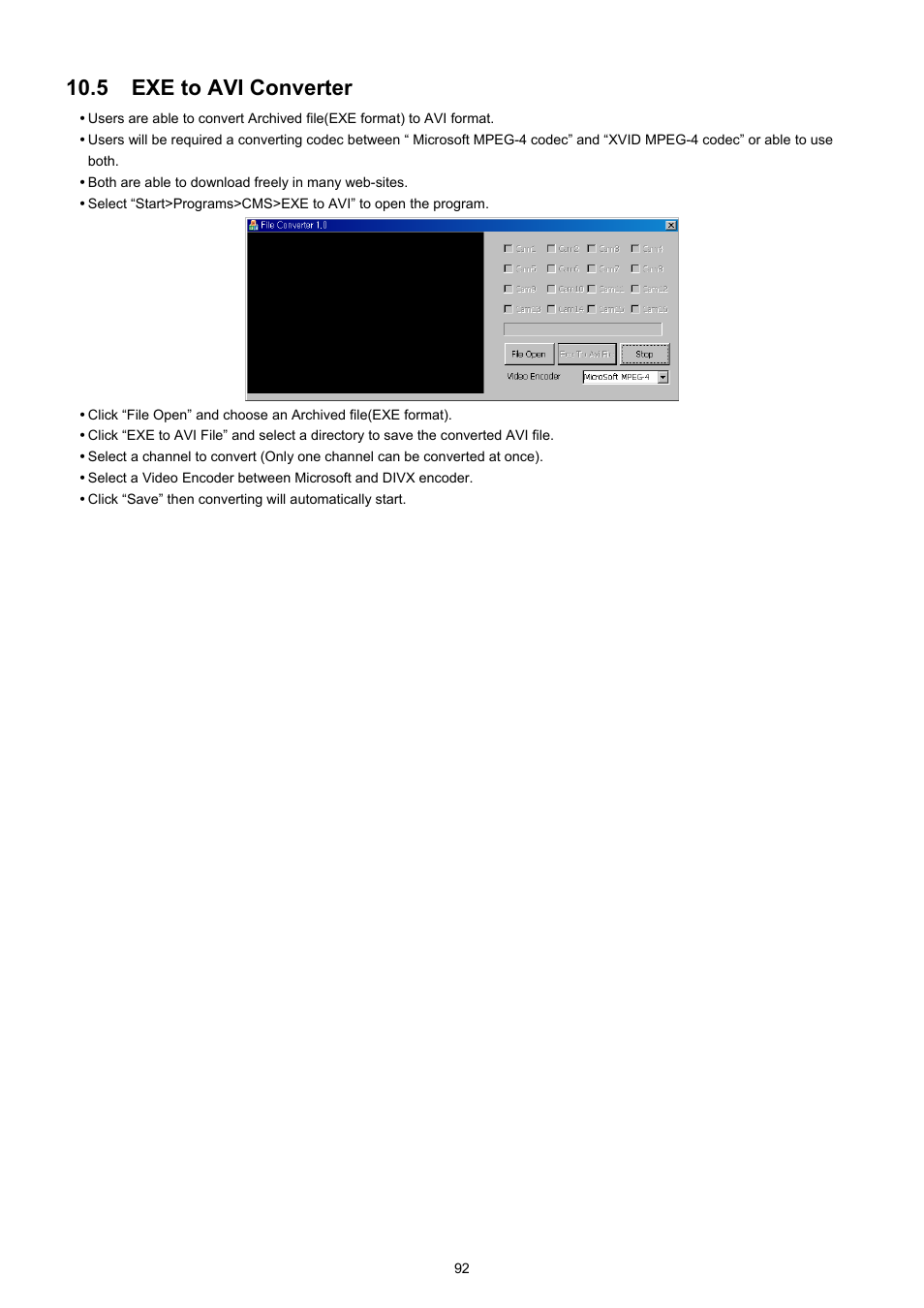 5 exe to avi converter | EZWatch TurboView DVR User Manual | Page 92 / 128