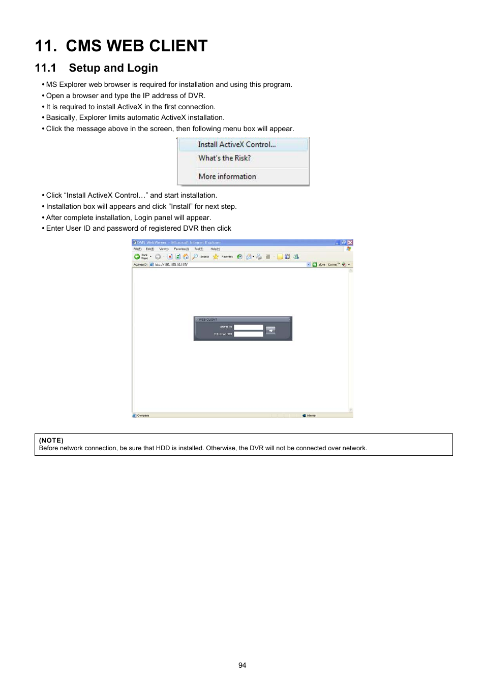 Cms web client, 1 setup and login | EZWatch TurboView DVR User Manual | Page 94 / 128