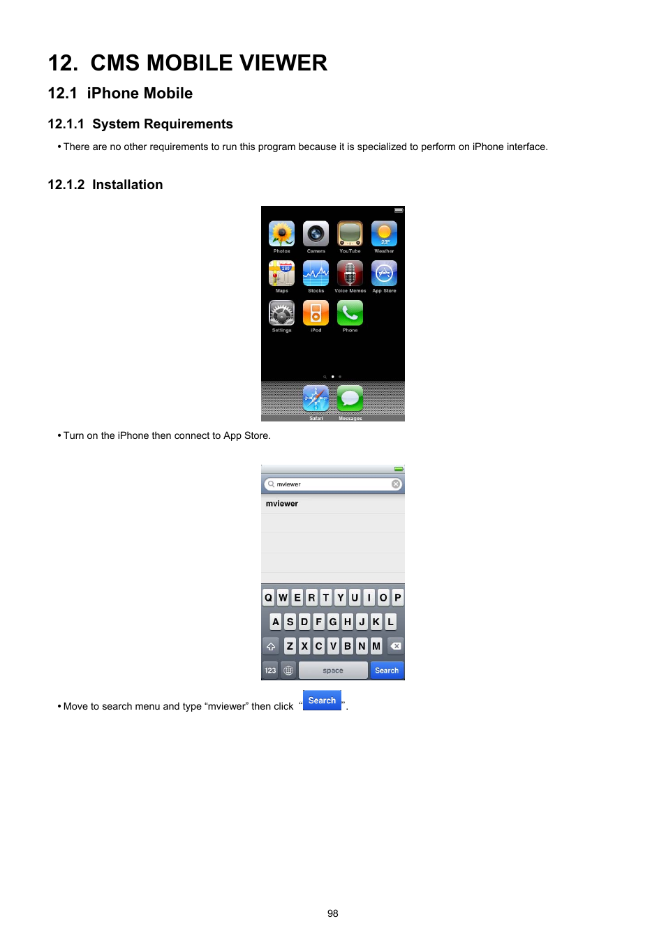 Cms mobile viewer, 1 iphone mobile | EZWatch TurboView DVR User Manual | Page 98 / 128