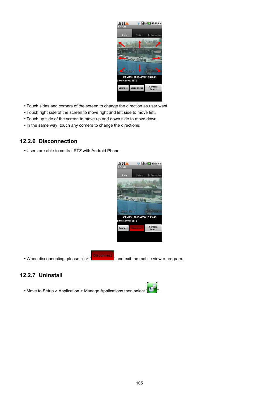 6 disconnection, 7 uninstall | EZWatch CMS software for TurboView User Manual | Page 105 / 127