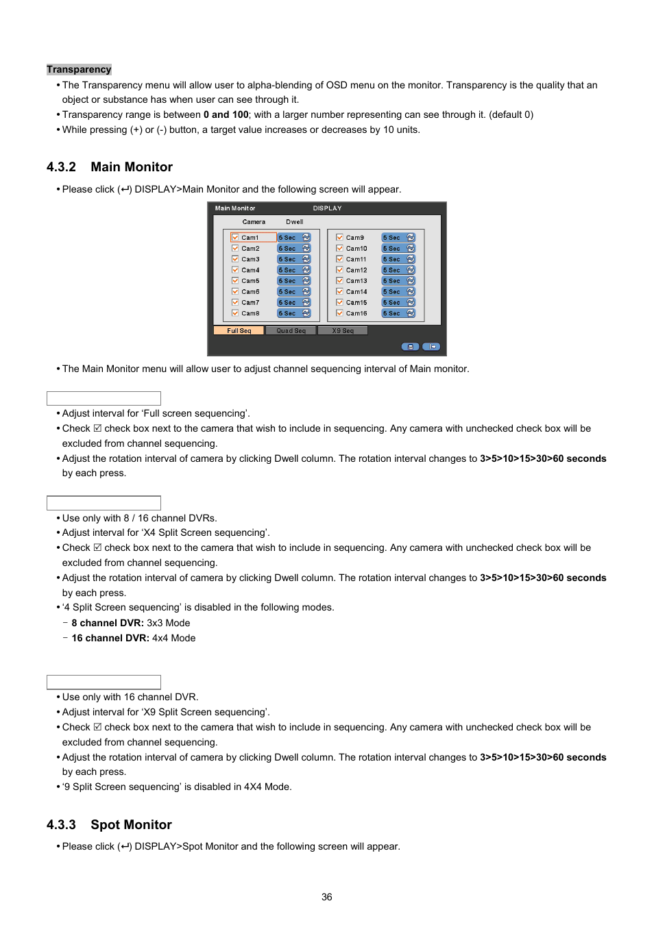 2 main monitor, 3 spot monitor | EZWatch CMS software for TurboView User Manual | Page 36 / 127