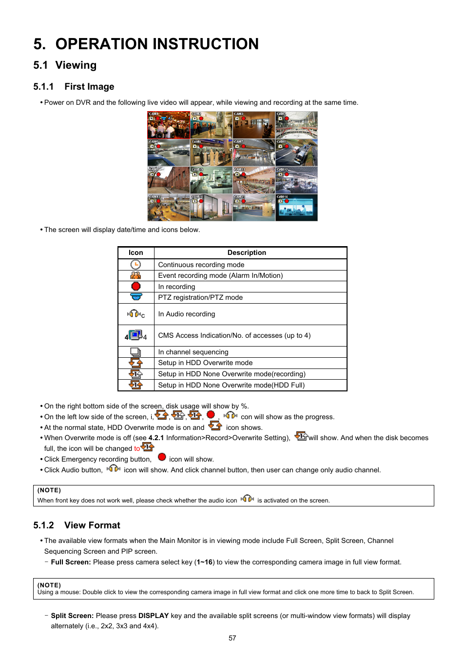 Operation instruction, 1 viewing, 1 first image | 2 view format | EZWatch CMS software for TurboView User Manual | Page 57 / 127
