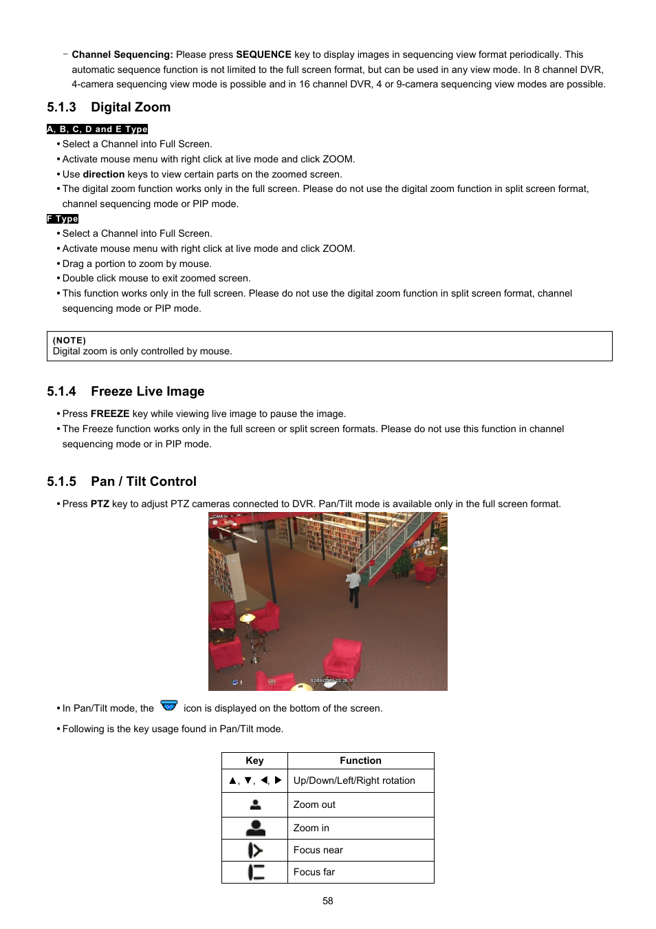 3 digital zoom, 4 freeze live image, 5 pan / tilt control | EZWatch CMS software for TurboView User Manual | Page 58 / 127