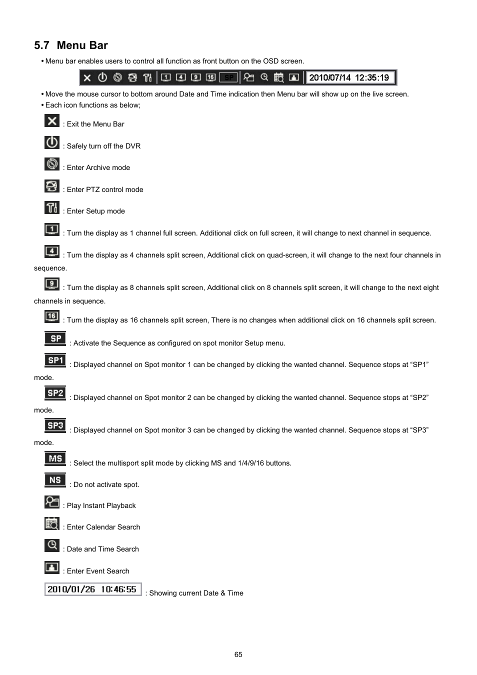 7 menu bar | EZWatch CMS software for TurboView User Manual | Page 65 / 127