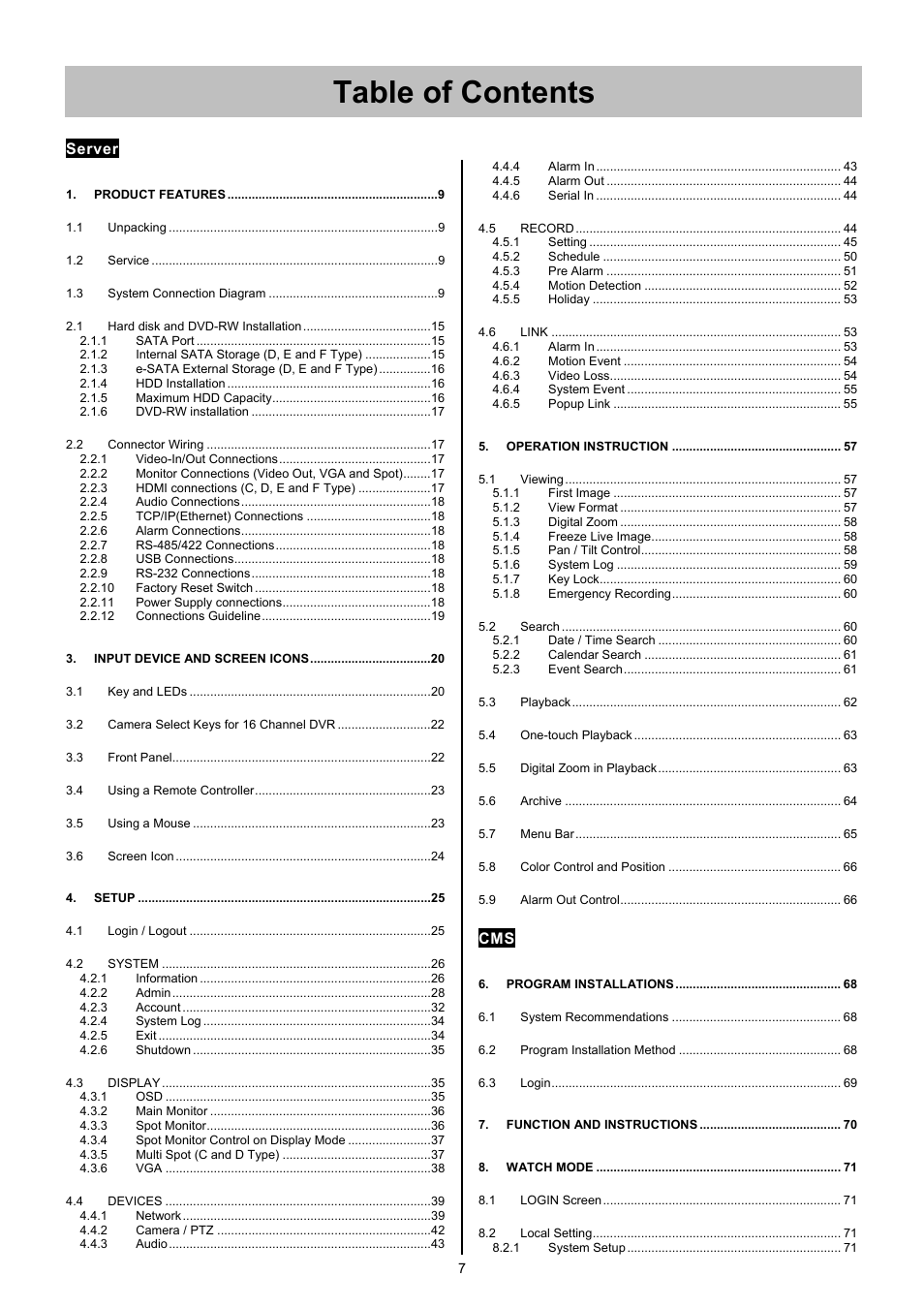 EZWatch CMS software for TurboView User Manual | Page 7 / 127