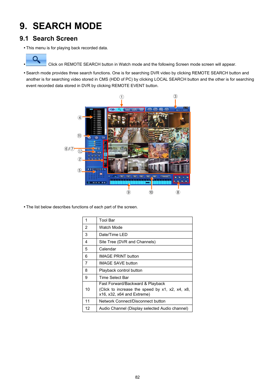 Search mode, 1 search screen | EZWatch CMS software for TurboView User Manual | Page 82 / 127