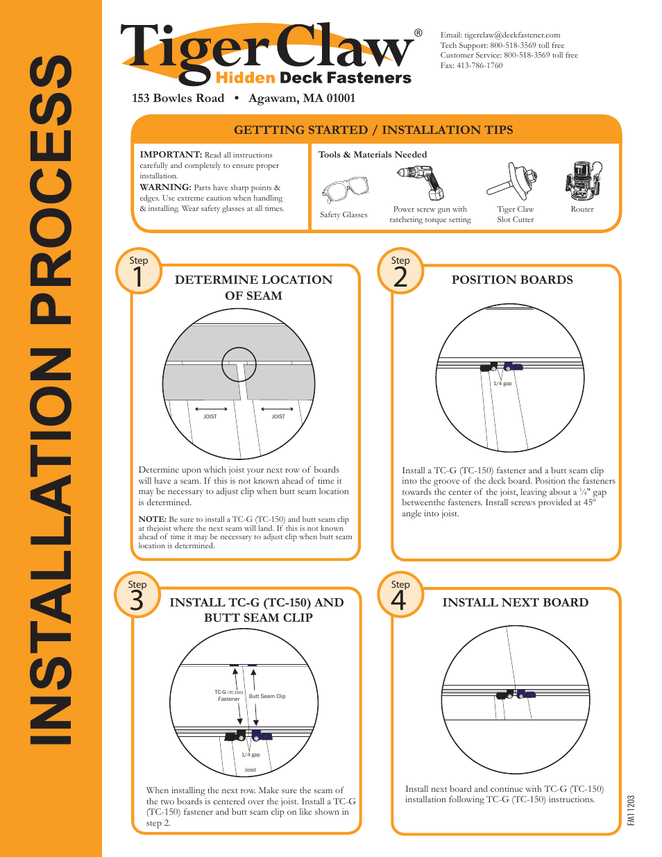 FastenMaster TC-G Butt Seam Clip User Manual | 1 page