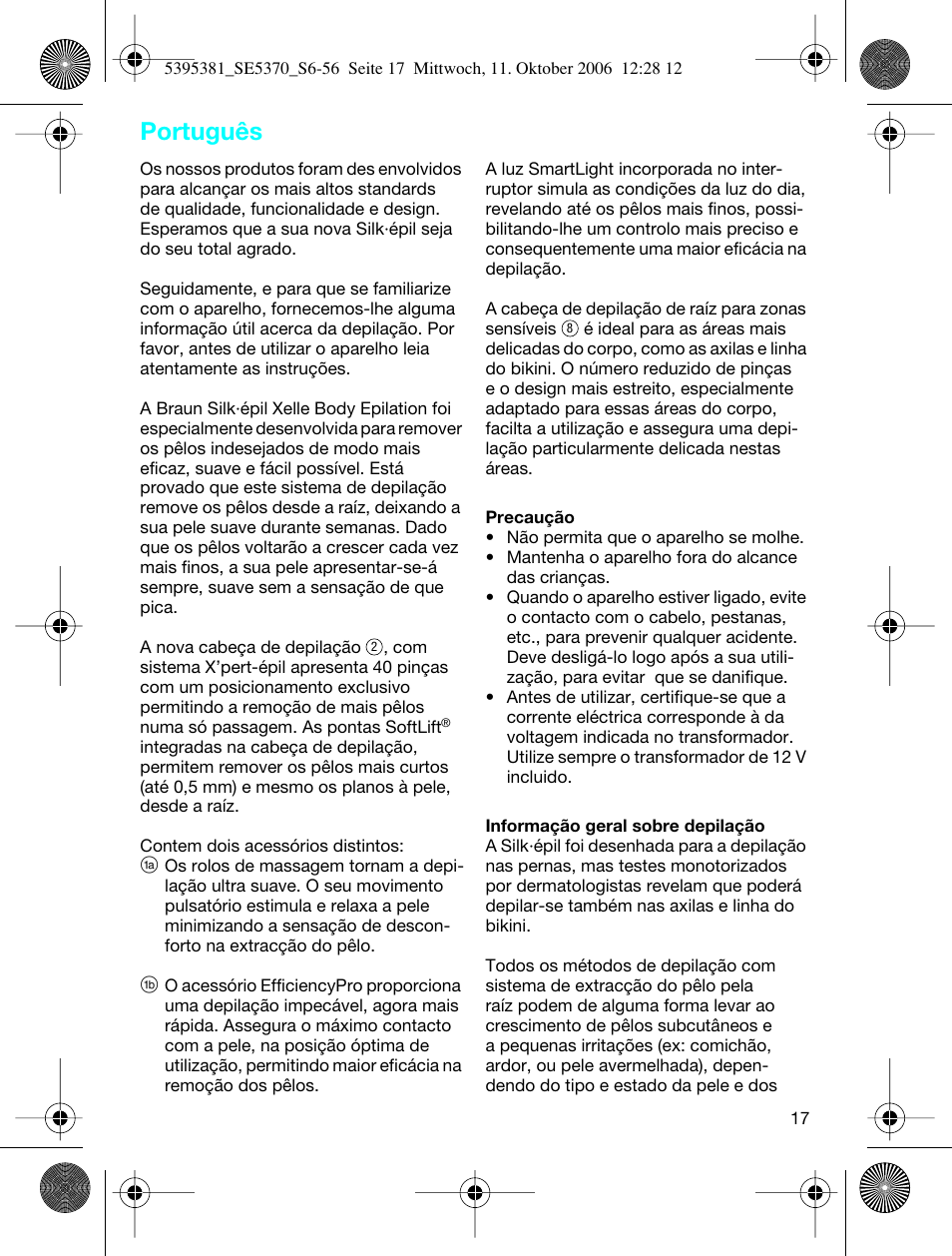 Português | Braun 5370 User Manual | Page 16 / 45