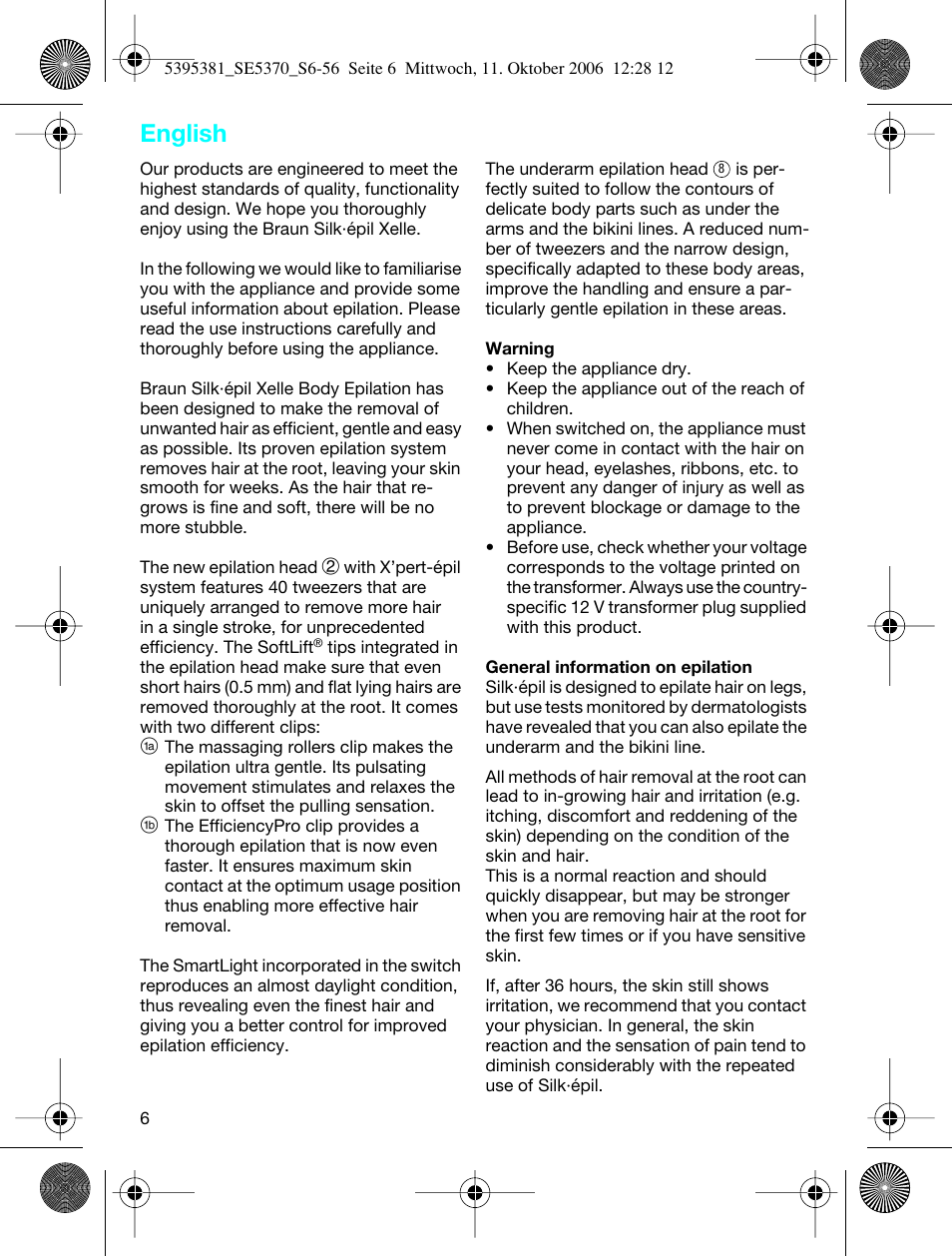 English | Braun 5370 User Manual | Page 5 / 45