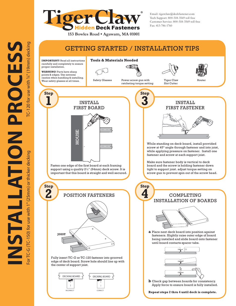 FastenMaster Tiger Claw TC-120 User Manual | 2 pages